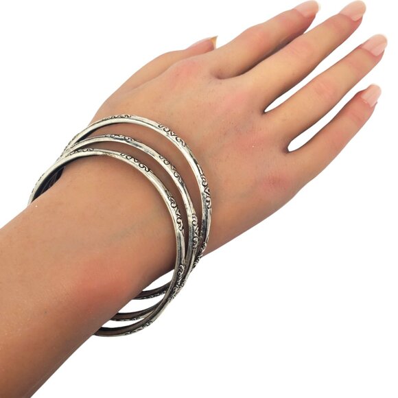 Silpada Sterling Silver Set Of 3 Willow Bangle XO Bracelets # 19624 - Picture 12 of 12